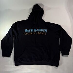 🤘🎸 IRON MAIDEN LEGACY OF THE BEAST PROMO BLACK LS PULLOVER HOODIE SIZE XL 🎸🤘